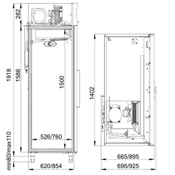 Схема, размеры CM110/114-G холодильный шкаф Polair