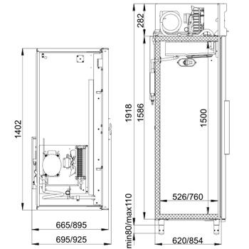 Схема, размеры CM110/114-S холодильный шкаф Polair