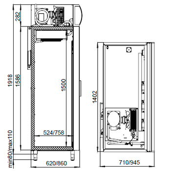 Схема, размеры DM110/114-Sd-S холодильный шкаф Polair