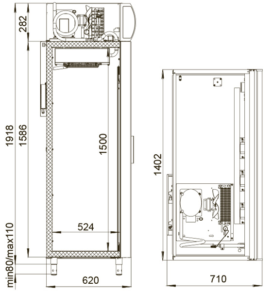 Схема, размеры ШХФ-1.0 холодильный шкаф Polair